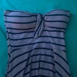 NAVY & WHITE STRIPED DRESS - STRAPLESS